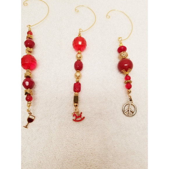 Five red and gold Christmas icicle ornaments c10 - Picture 8 of 11